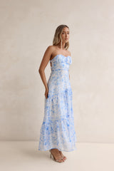 Trägerloses Maxikleid Ocean Blue Blau