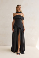 Mitternachts-Eleganz Carmen-Maxikleid Schwarz
