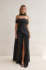 Mitternachts-Eleganz Carmen-Maxikleid Schwarz