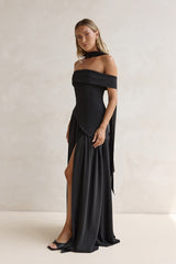 Mitternachts-Eleganz Carmen-Maxikleid Schwarz