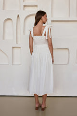 Frühlingsbrise Midi-Kleid Weiß