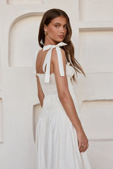 Frühlingsbrise Midi-Kleid Weiß