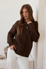 Kuscheliger Aura Strickpullover Schokolade