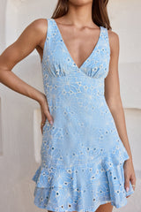 Ozeanblüten Minikleid Blau