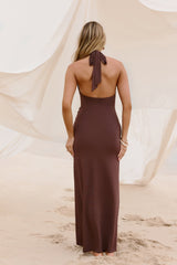 Pure Dreamer Neckholder Maxikleid Braun