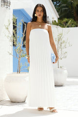 Willow Breeze Plissiertes Maxikleid Weiß
