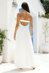 Willow Breeze Plissiertes Maxikleid Weiß