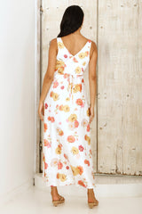 Aprikosen Traum Maxikleid Blumenmuster