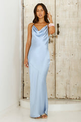 Ariella Satin Maxikleid Blau