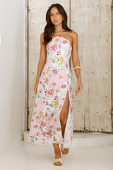 Sunset Dahlien Midi-Kleid mit Blumenmuster