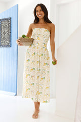 Fruitful Gardens Trägerloses Maxikleid Gelb