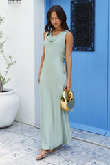 Blossom Kisses Satiniertes Maxikleid Salbei