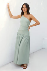 Claire One-Shoulder Maxikleid Khaki