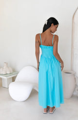 Verspieltes Wald-Maxikleid Aqua