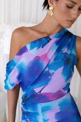 Midnight Palette schulterfreies Maxikleid Blau