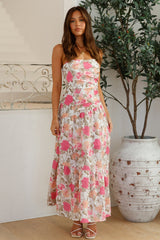 Cottage Living Trägerloses Maxikleid Pink