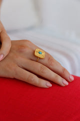 18k vergoldeter Geheimnis-Edelstein-Ring Gold