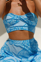 Horizon Waves Crop Top Blau