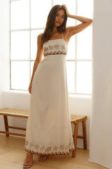 Maxikleid "Flucht ins Paradies" Beige