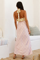 Picknick-Date-Satin-Maxikleid Pink