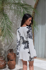 Island Time Only Langarm Mini-Kleid Natur