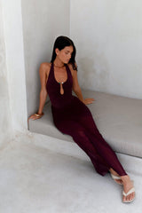 Luxe Legacy Neckholder Maxikleid Pflaume