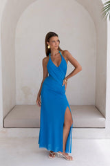 Kiss And Tell Mesh Neckholder Maxikleid Blau