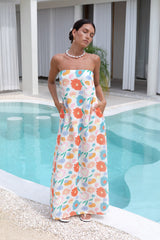 Elior Trägerloses Maxikleid mit Aufdruck