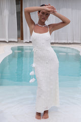 Whispering Petals Strick-Midikleid Creme