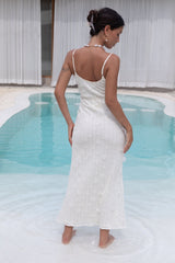 Whispering Petals Strick-Midikleid Creme