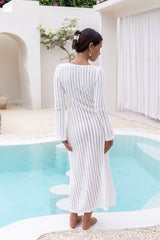 Leilani Strick-Maxikleid Weiß