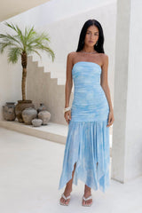 Maxikleid "Deep Diving" mit Trägern und Mesh in Blau
