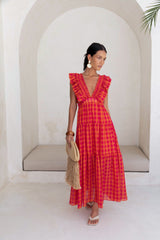 Maxikleid „Sonnenuntergangs-Picknick“ Pink