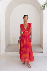 Maxikleid „Sonnenuntergangs-Picknick“ Pink