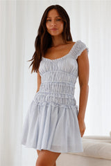 Ozean-Atem-Minikleid Blau