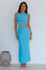 Summer Moon schulterfreies Maxikleid Blau
