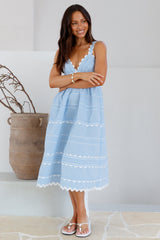Sommer-Soirée Midi-Kleid Blau