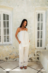 Coastal Tour Leinen-Top Beige