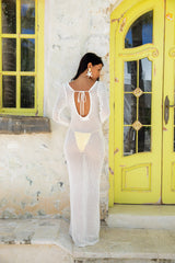 Island Girl Strick Maxikleid Weiß