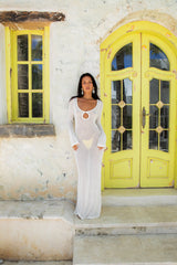 Island Girl Strick Maxikleid Weiß