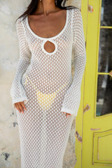 Island Girl Strick Maxikleid Weiß