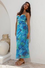 Tauchen ins Meer Midi-Kleid Blau
