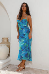 Tauchen ins Meer Midi-Kleid Blau