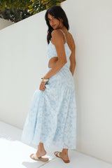 Maxikleid "Fully Focused" mit One-Shoulder-Träger, Blau