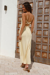 Maxikleid Oceanic Orbit Satin Gelb