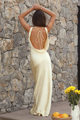 Dear Me Satin Maxikleid Gelb