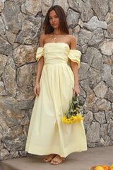 Bella Maxi Off-Shoulder Kleid Gelb