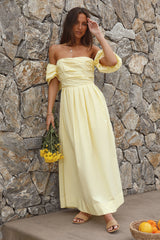 Bella Maxi Off-Shoulder Kleid Gelb