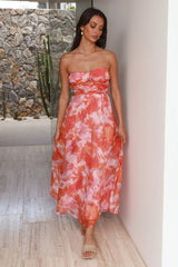 Trägerloses Maxikleid „Sonnenuntergangs-Erinnerungen“ Orange