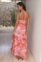 Trägerloses Maxikleid „Sonnenuntergangs-Erinnerungen“ Orange
